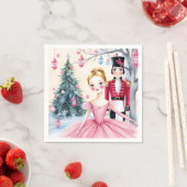 ピンクのクリスマスナツクラッカーバレエ&バレリーナ スタンダードカクテルナプキン (インサイチュ)