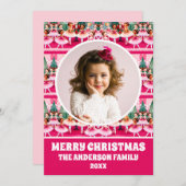 ピンクのクリスマスナツクラッカーバレリーナ写真 シーズンカード (正面/裏面)