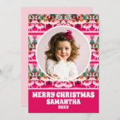 ピンクのクリスマスナツクラッカーバレリーナ子供の写真 シーズンカード (正面/裏面)