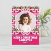 ピンクのクリスマスナツクラッカーバレリーナ子供の写真 シーズンカード (スタンド正面)