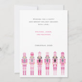 ピンクのクリスマスナツクラッカー写真グリーティングカード 招待状 (裏面)