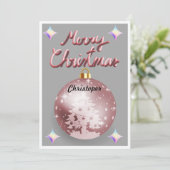 ピンクのクリスマスバルブのカスタマイズ可能 シーズンカード (スタンド正面)