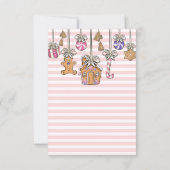 ピンクのクリスマスバースデーフラットサンキューカード サンキューカード (裏面)