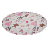 ピンクのクリスマスパターン カッティングボード (角)