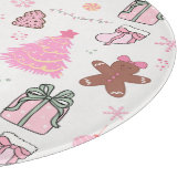 ピンクのクリスマスパターン カッティングボード (角)