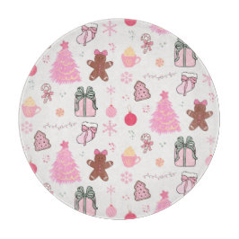 ピンクのクリスマスパターン カッティングボード