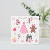 ピンクのクリスマスパターン シーズンカード (スタンド正面)