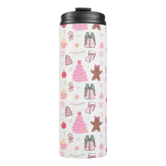 ピンクのクリスマスパターン タンブラー (正面)