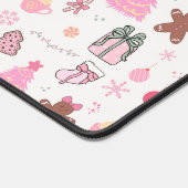 ピンクのクリスマスパターン デスクマット (コーナー)