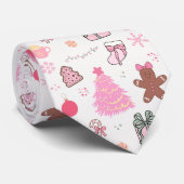 ピンクのクリスマスパターン ネクタイ (ロール)