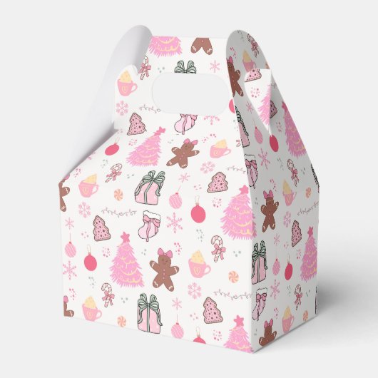 ピンクのクリスマスパターン フェイバーボックス (正面サイド)