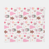 ピンクのクリスマスパターン フリースブランケット (正面(横))