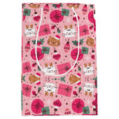 ピンクのクリスマスパターン ミディアムペーパーバッグ