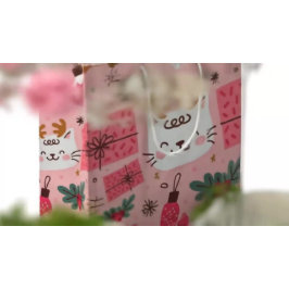 ピンクのクリスマスパターン ミディアムペーパーバッグ