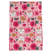 ピンクのクリスマスパターン ミディアムペーパーバッグ (裏面)