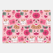 ピンクのクリスマスパターン ラッピングペーパーシート