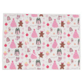 ピンクのクリスマスパターン ラージペーパーバッグ (裏面)