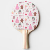 ピンクのクリスマスパターン 卓球ラケット (裏面)