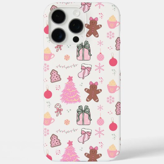 ピンクのクリスマスパターン Case-Mate iPhoneケース (裏面)