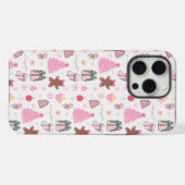 ピンクのクリスマスパターン iPhoneケース (裏面横)