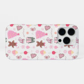ピンクのクリスマスパターン iPhoneケース (裏面横)
