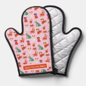 ピンクのクリスマスパーソナライズされた犬 鍋つかみ (正面/裏面)