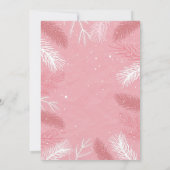 ピンクのクリスマスパーティーと松葉の木 招待状 (裏面)