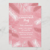 ピンクのクリスマスパーティーと松葉の木 招待状 (正面/裏面)