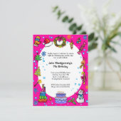 ピンクのクリスマスパーティーの招待 招待状 (スタンド正面)