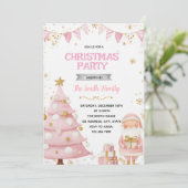 ピンクのクリスマスパーティー招待状 招待状 (スタンド正面)