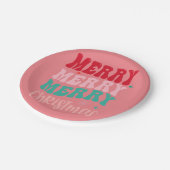 ピンクのクリスマスパーティー ペーパープレート (アングル)