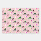 ピンクのクリスマスパーティー ラッピングペーパーシート (正面2)