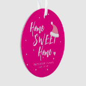 ピンクのクリスマスファミリーPHOTO名ホーム甘いホーム オーナメント (正面)