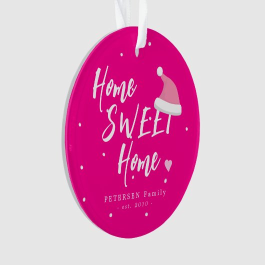 ピンクのクリスマスファミリーPHOTO名ホーム甘いホーム オーナメント (正面)