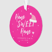 ピンクのクリスマスファミリーPHOTO名ホーム甘いホーム オーナメント (正面)