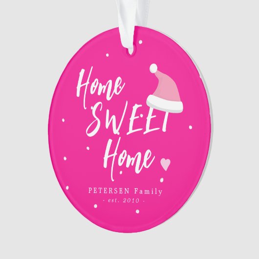 ピンクのクリスマスファミリーPHOTO名ホーム甘いホーム オーナメント (正面)