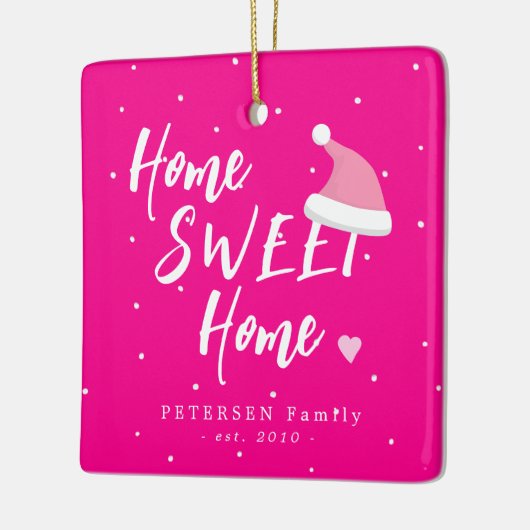 ピンクのクリスマスファミリーPHOTO名ホーム甘いホーム セラミックオーナメント (左)