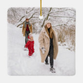 ピンクのクリスマスファミリーPHOTO名ホーム甘いホーム セラミックオーナメント (裏面)