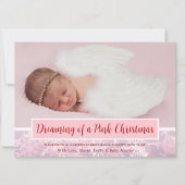 ピンクのクリスマスフォトスノーフレーク初めてのクリスマス シーズンカード