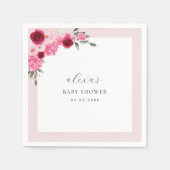 ピンクのクリスマスフローラ | Winter Girlベビーシャワー スタンダードカクテルナプキン (正面)
