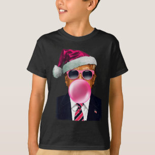 ピンクのクリスマスブーツバブルガムトランプ Tシャツ