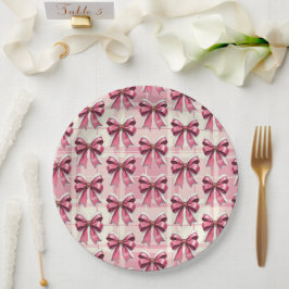 ピンクのクリスマスプレイドサンタボウズ ペーパープレート