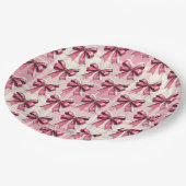 ピンクのクリスマスプレイドサンタボウズ ペーパープレート (アングル)