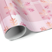 ピンクのクリスマスプレイドラブリースノーフレーク ラッピングペーパー (ロールコーナー)