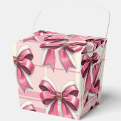 ピンクのクリスマスプレイド弓 フェイバーボックス (正面)