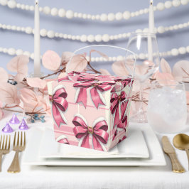 ピンクのクリスマスプレイド弓 フェイバーボックス