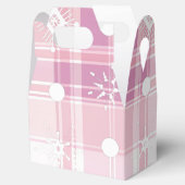 ピンクのクリスマスプレイド雪 フェイバーボックス (オープン)