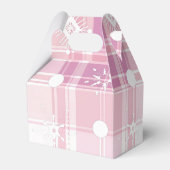 ピンクのクリスマスプレイド雪 フェイバーボックス (正面サイド)