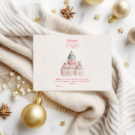 ピンクのクリスマスプレゼントおむつラッフル エンクロージャーカード