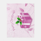 ピンクのクリスマスプレゼント毛布 フリースブランケット (正面)